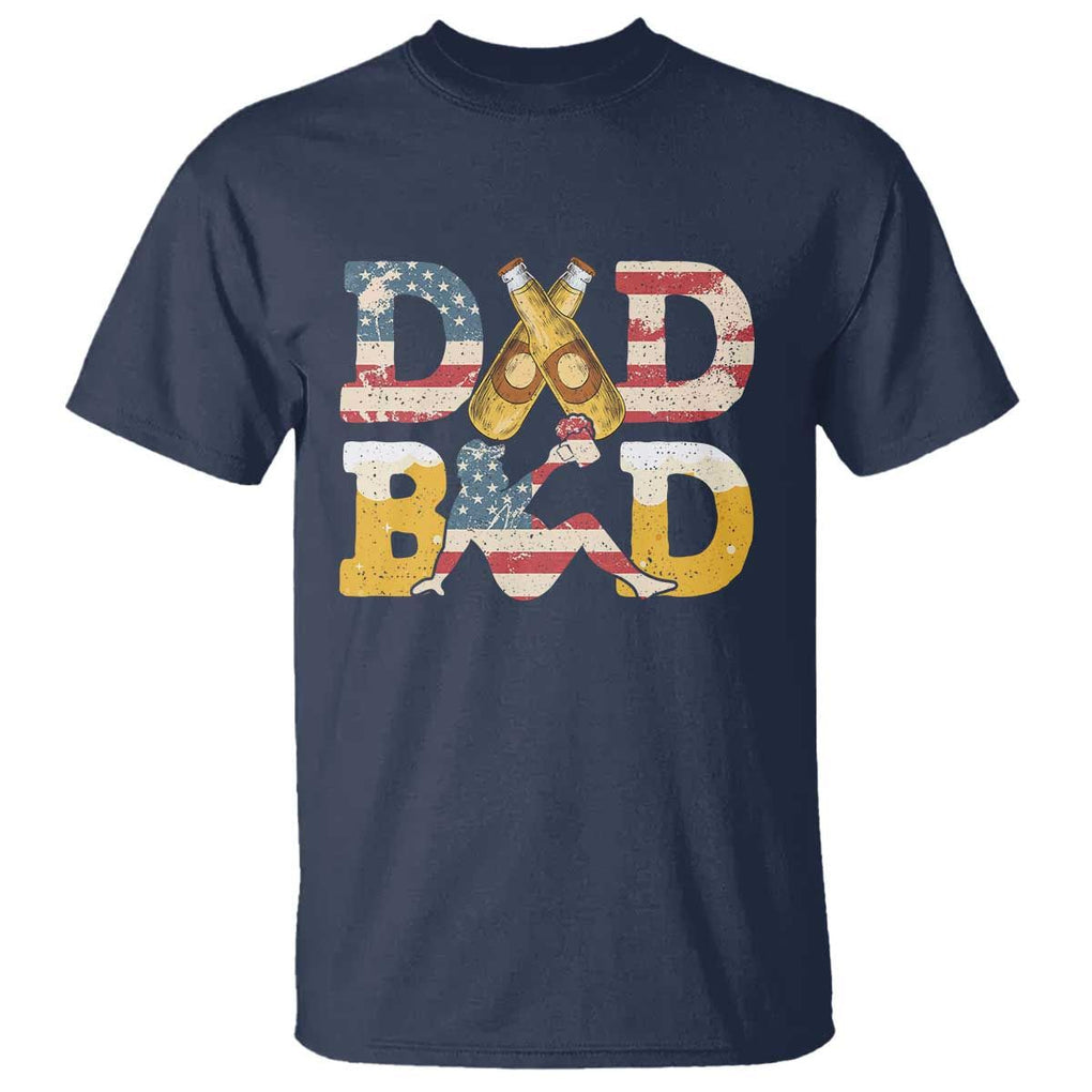 Funny Drinking Dad T Shirt Dad Bod Father Figure Beer Love American Flag TS02 Navy Print Your Wear