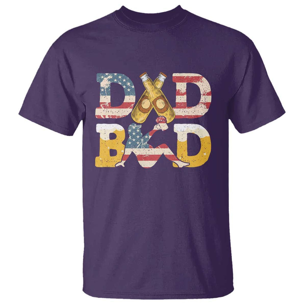 Funny Drinking Dad T Shirt Dad Bod Father Figure Beer Love American Flag TS02 Purple Print Your Wear