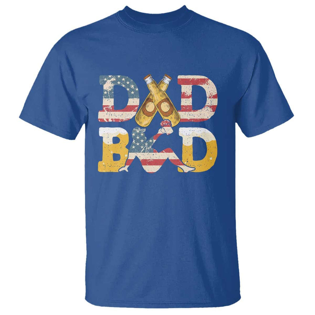 Funny Drinking Dad T Shirt Dad Bod Father Figure Beer Love American Flag TS02 Royal Blue Print Your Wear