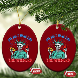 Funny Skeleton Lady Liberty Ceramic Ornament I'm Just Here For The Wieners 4th Of July Hot Dog TS02 Print Your Wear