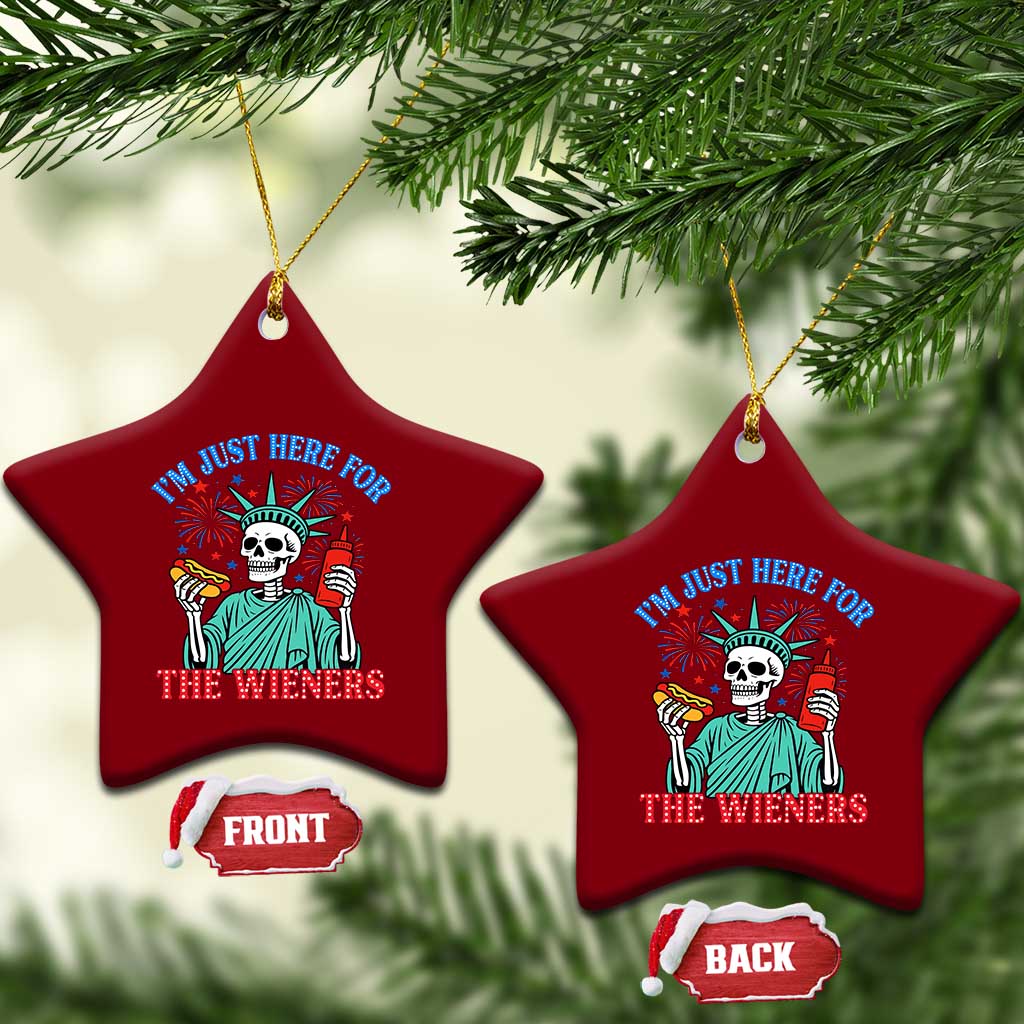 Funny Skeleton Lady Liberty Ceramic Ornament I'm Just Here For The Wieners 4th Of July Hot Dog TS02 Print Your Wear