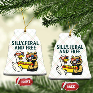 Silly Feral and Free Ceramic Ornament Funny Goose and Raccoon 4th of July Patriotic TS02 Print Your Wear