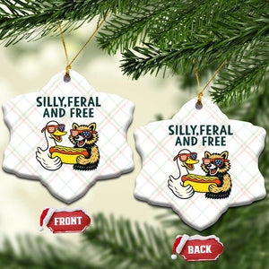 Silly Feral and Free Ceramic Ornament Funny Goose and Raccoon 4th of July Patriotic TS02 Print Your Wear