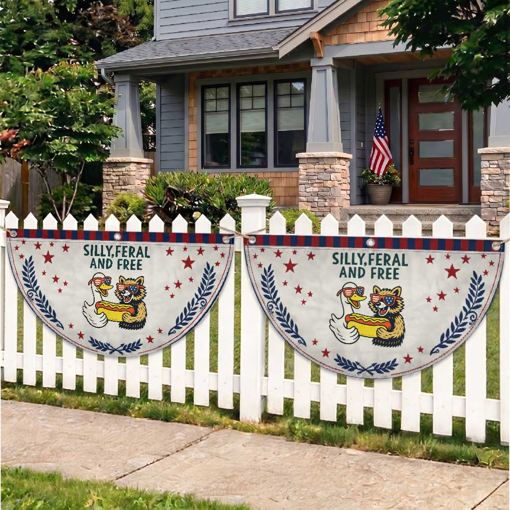 Silly Feral and Free Patriotic Fan Flag Funny Goose and Raccoon 4th of July