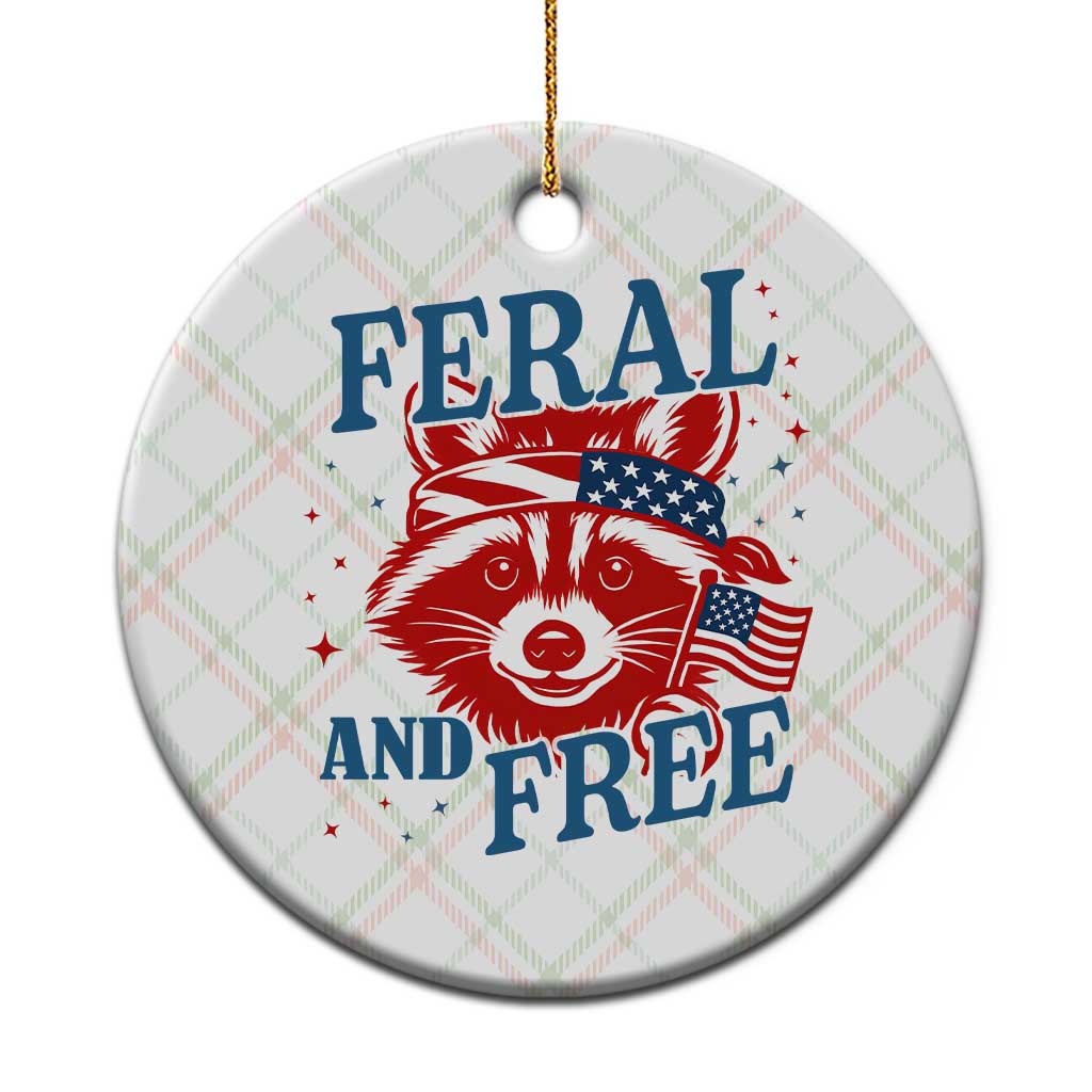 Funny Feral and Free Raccoon Ceramic Ornament Patriotic Bandana Animal 4th of July US Flag TS02 1pc Christmas Plaid Print Your Wear