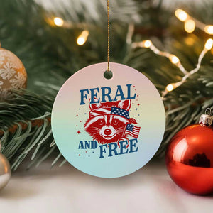 Funny Feral and Free Raccoon Ceramic Ornament Patriotic Bandana Animal 4th of July US Flag TS02 1pc Pastel Print Your Wear