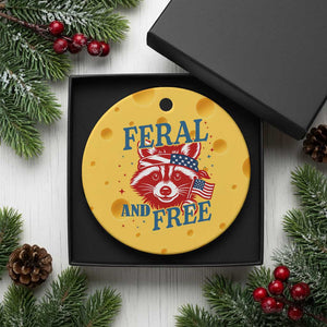 Funny Feral and Free Raccoon Ceramic Ornament Patriotic Bandana Animal 4th of July US Flag TS02 1pc Yellow Cheese Print Your Wear