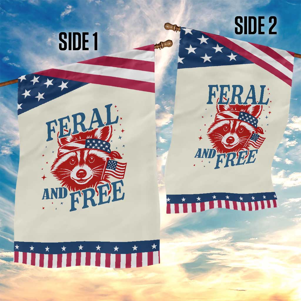 Funny Feral and Free Raccoon Garden Flag Patriotic Bandana Animal 4th of July US Flag TS02 Print Your Wear