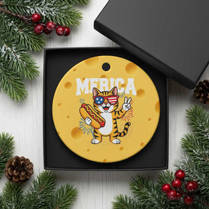 Merica Cat Ceramic Ornament Funny 4th of July Hot Dog and Fireworks Patriotic USA Flag TS02 1pc Yellow Cheese Print Your Wear