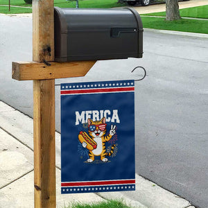 Merica Cat Garden Flag Funny 4th of July Hot Dog and Fireworks Patriotic USA Flag TS02 Classic Blue Red Print Your Wear