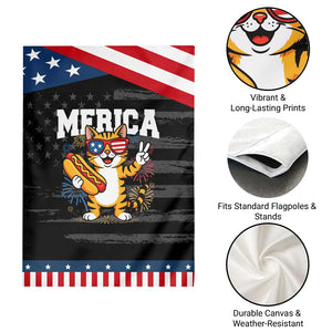 Merica Cat Garden Flag Funny 4th of July Hot Dog and Fireworks Patriotic USA Flag TS02 Print Your Wear