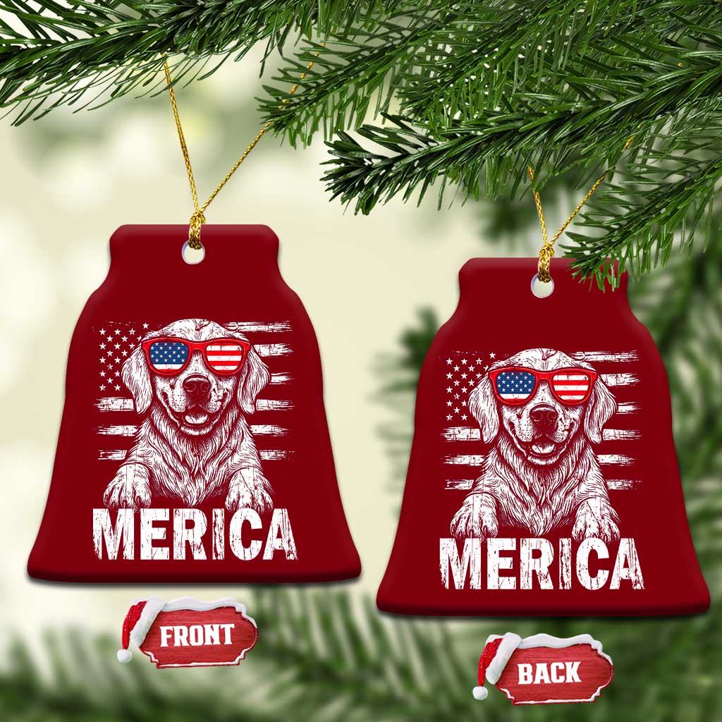 Merica Golden Retriever Ceramic Ornament Patriotic Dog US Flag 4th Of July TS02 Print Your Wear