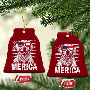 Merica Golden Retriever Ceramic Ornament Patriotic Dog US Flag 4th Of July TS02 Print Your Wear