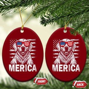 Merica Golden Retriever Ceramic Ornament Patriotic Dog US Flag 4th Of July TS02 Print Your Wear