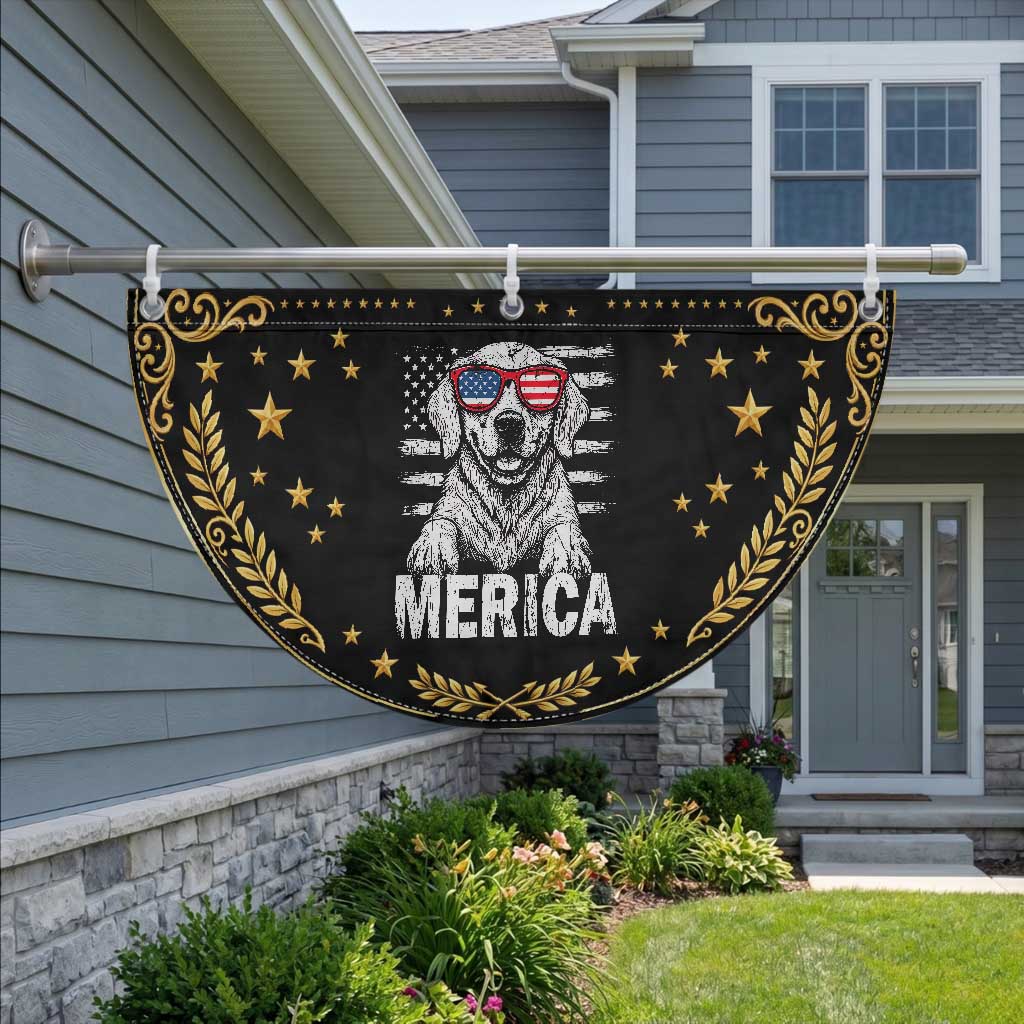 Merica Golden Retriever Patriotic Fan Flag Dog US Flag 4th Of July