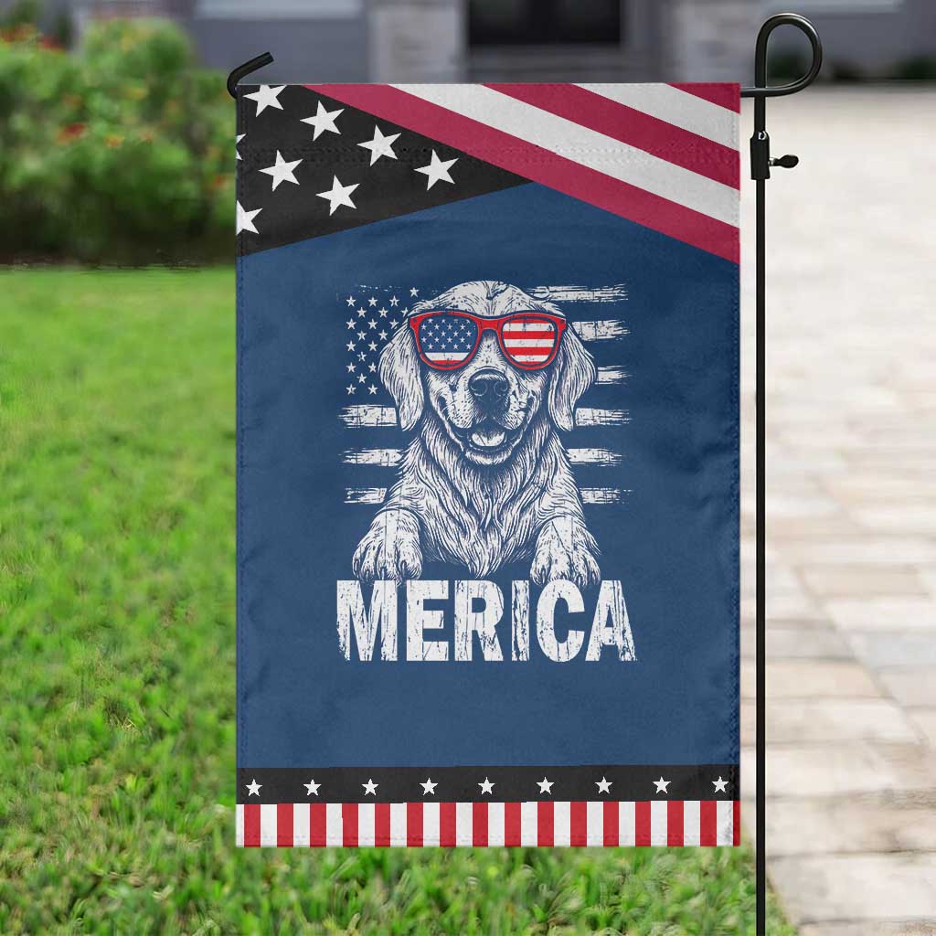 Merica Golden Retriever Garden Flag Patriotic Dog US Flag 4th Of July TS02 Classic Blue Black Print Your Wear