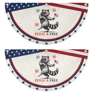 Feral and Free Dancing Raccoon Patriotic Fan Flag Funny 4th July Animal US Flag and Fireworks