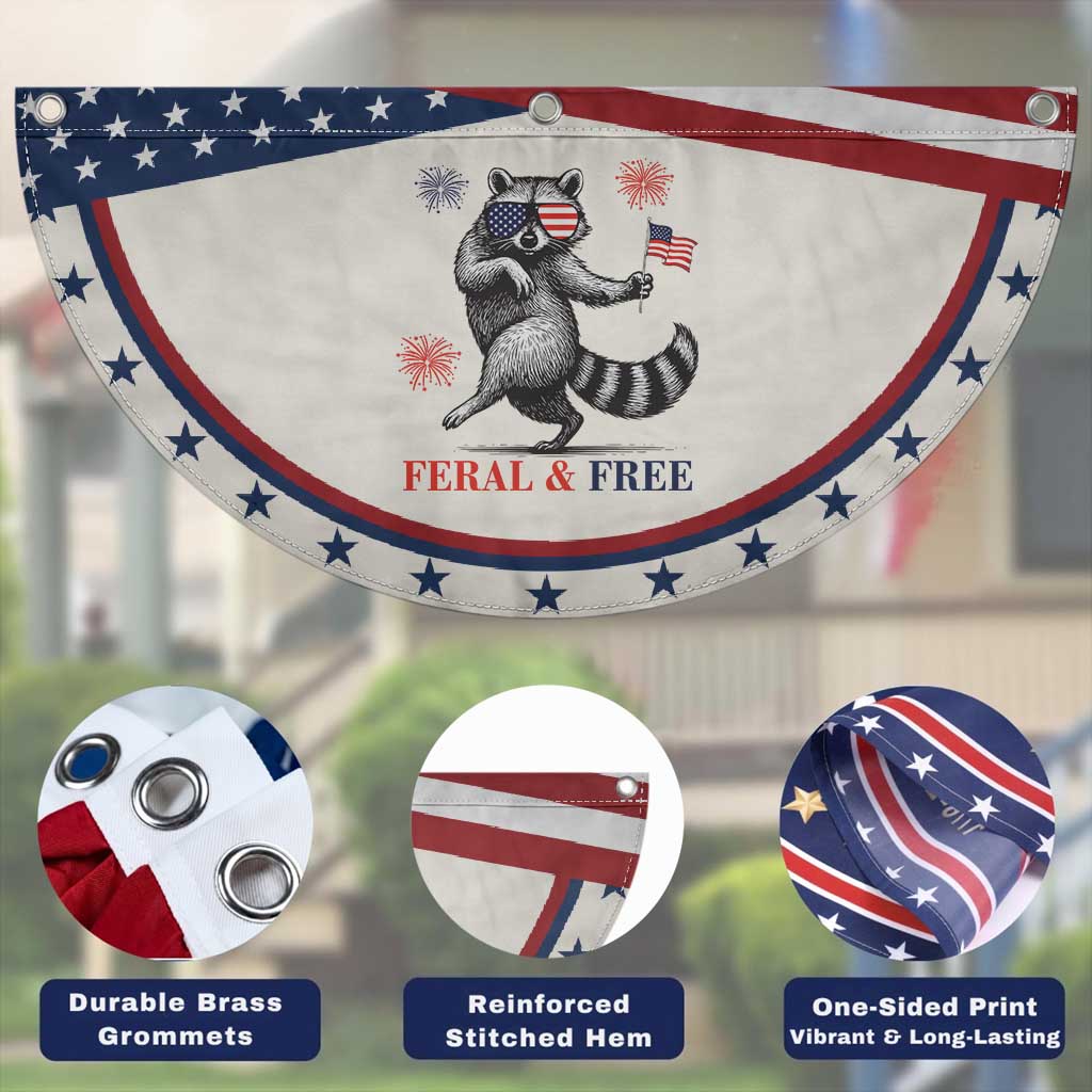 Feral and Free Dancing Raccoon Patriotic Fan Flag Funny 4th July Animal US Flag and Fireworks
