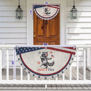 Feral and Free Dancing Raccoon Patriotic Fan Flag Funny 4th July Animal US Flag and Fireworks