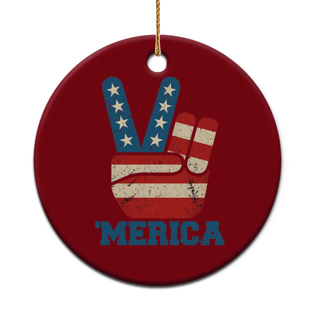 Vintage Merica Peace Sign Ceramic Ornament Retro Patriotic 4th of July USA Flag TS02 1pc Red Print Your Wear