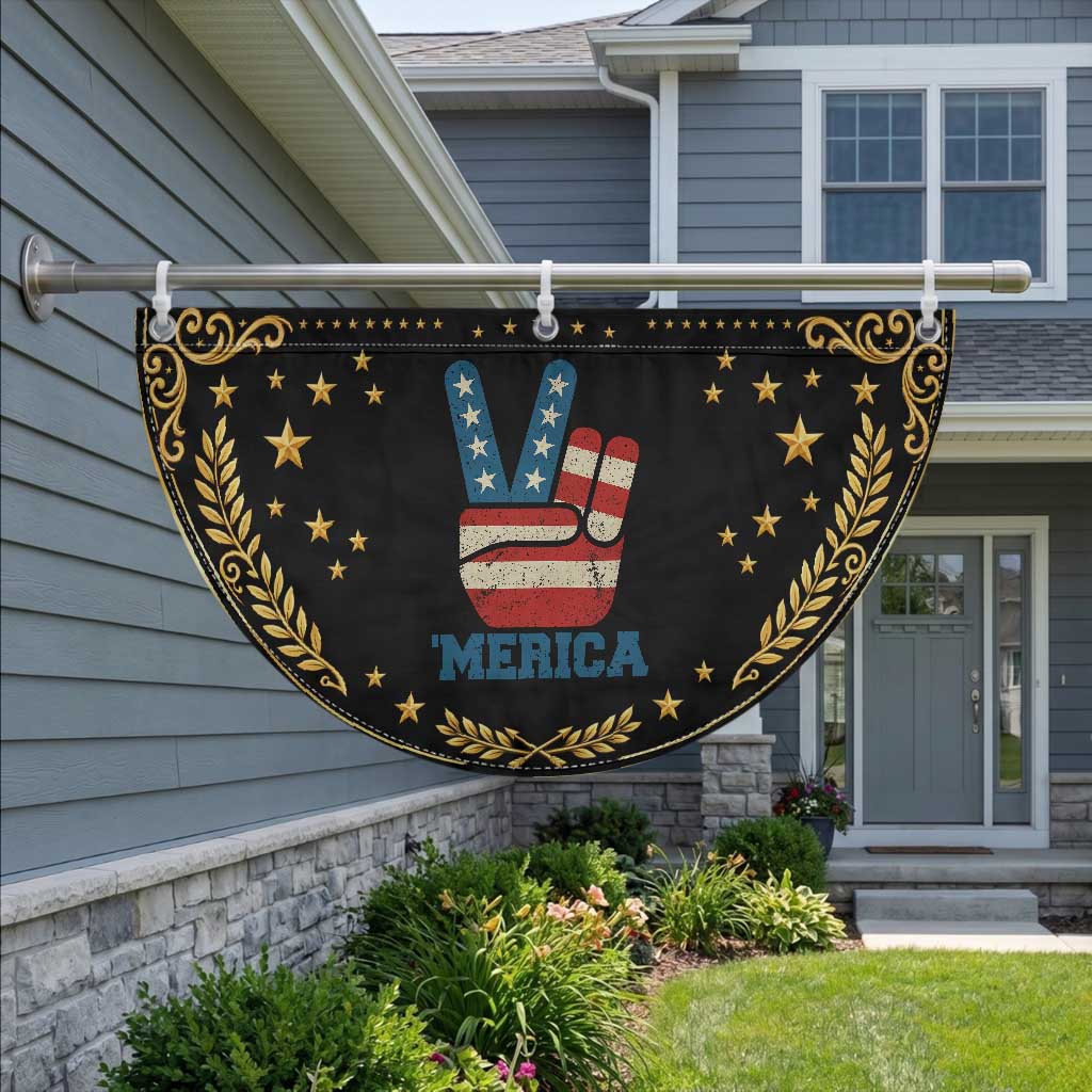 Vintage ‘Merica Peace Sign Patriotic Fan Flag Retro 4th of July USA Flag