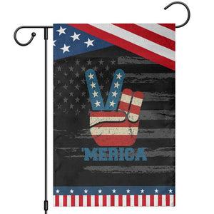 Vintage ‘Merica Peace Sign Garden Flag Retro Patriotic 4th of July USA Flag TS02 Distressed Black Blue Print Your Wear