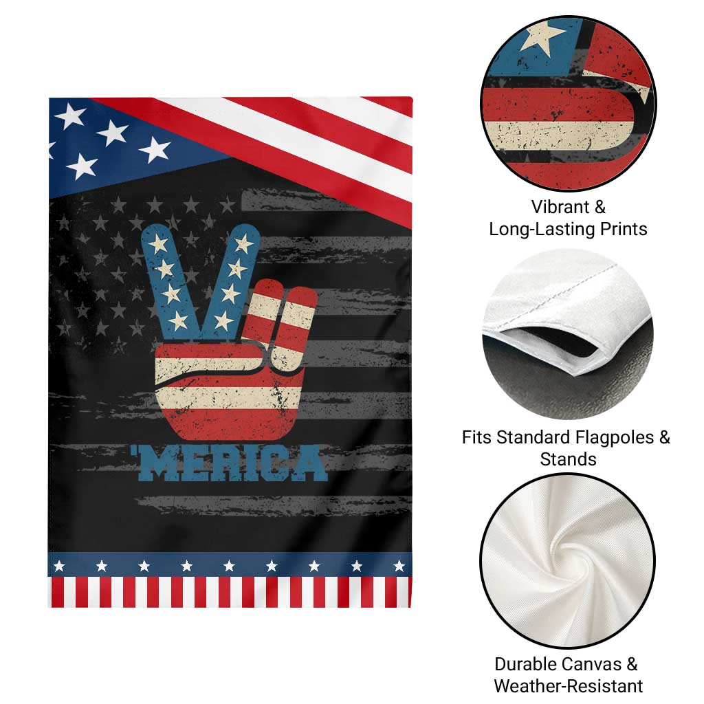 Vintage ‘Merica Peace Sign Garden Flag Retro Patriotic 4th of July USA Flag TS02 Print Your Wear