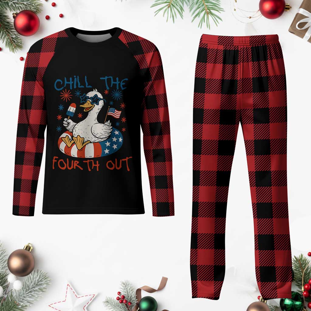 Funny Goose 4th of July Plaid Pajama Set Chill the Fourth Out Patriotic Humor with Summer Vibes TS02 Buffalo Plaid Print Your Wear