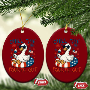 Funny Goose 4th of July Ceramic Ornament Chill the Fourth Out Patriotic Humor with Summer Vibes TS02 Print Your Wear