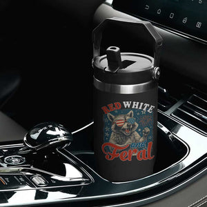 Red White and Feral Raccoon Flip Straw Tumbler Funny Patriotic Fireworks Wild 4th of July Vibes TS02 Print Your Wear