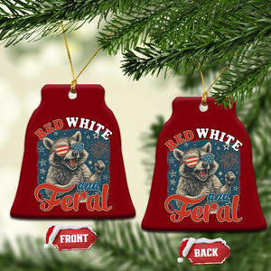 Red White and Feral Raccoon Ceramic Ornament Funny Patriotic Fireworks Wild 4th of July Vibes TS02 Print Your Wear