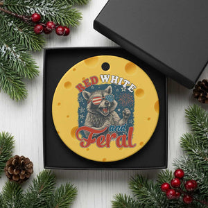 Red White and Feral Raccoon Ceramic Ornament Funny Patriotic Fireworks Wild 4th of July Vibes TS02 1pc Yellow Cheese Print Your Wear
