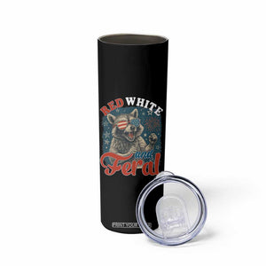 Red White and Feral Raccoon Skinny Tumbler Funny Patriotic Fireworks Wild 4th of July Vibes TS02 Print Your Wear