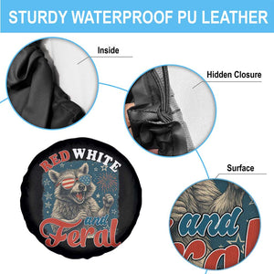 Red White and Feral Raccoon Spare Tire Cover Funny Patriotic Fireworks Wild 4th of July Vibes TS02 Print Your Wear
