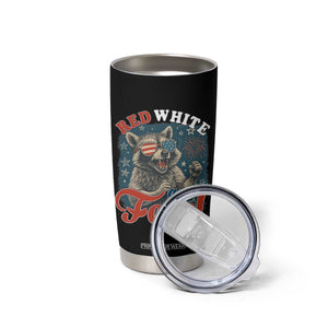 Red White and Feral Raccoon Tumbler Cup Funny Patriotic Fireworks Wild 4th of July Vibes TS02 Print Your Wear