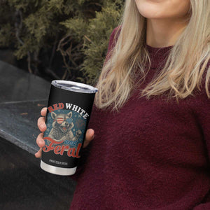 Red White and Feral Raccoon Tumbler Cup Funny Patriotic Fireworks Wild 4th of July Vibes TS02 Print Your Wear