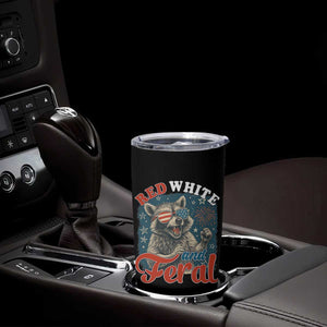 Red White and Feral Raccoon Tumbler Cup Funny Patriotic Fireworks Wild 4th of July Vibes TS02 Print Your Wear