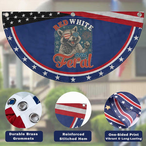 Red White and Feral Raccoon Patriotic Fan Flag Funny Fireworks Wild 4th of July Vibes