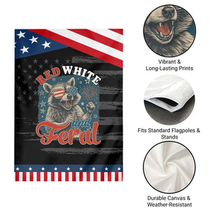 Red White and Feral Raccoon Garden Flag Funny Patriotic Fireworks Wild 4th of July Vibes TS02 Print Your Wear