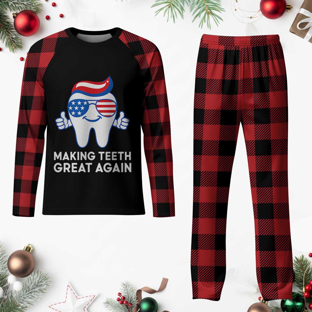 Funny Patriotic Dentist Plaid Pajama Set Making Teeth Great Again America Oral Health Toothpaste Hair TS02 Buffalo Plaid Print Your Wear