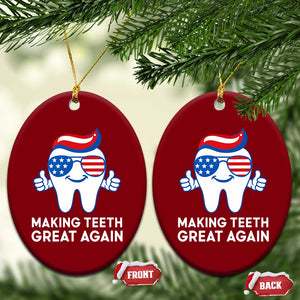 Funny Patriotic Dentist Ceramic Ornament Making Teeth Great Again America Oral Health Toothpaste Hair TS02 Print Your Wear