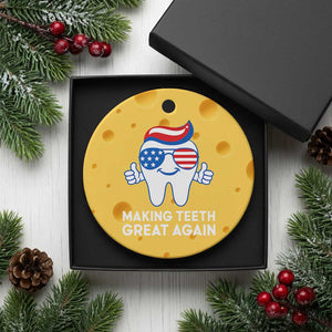 Funny Patriotic Dentist Ceramic Ornament Making Teeth Great Again America Oral Health Toothpaste Hair TS02 1pc Yellow Cheese Print Your Wear