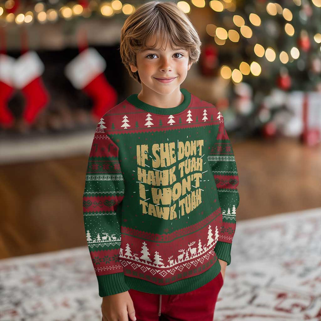 If She Don't Hawk Tuah I Won't Tawk Tuah Ugly Christmas Sweater Vintage Retro Groovy TS02 Christmas Print Your Wear