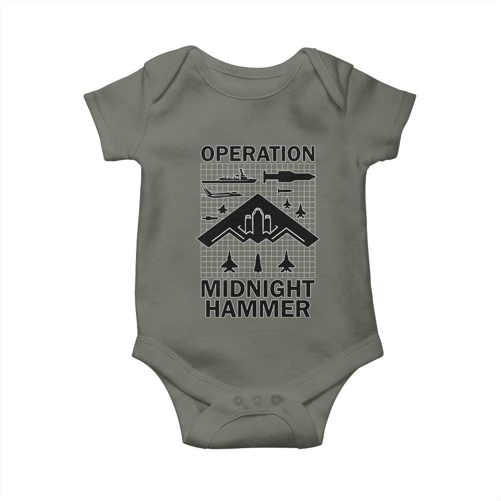 Operation Midnight Hammer Military Baby Onesie Tactical Warfare Jets Bombers TS02 Military Green Print Your Wear