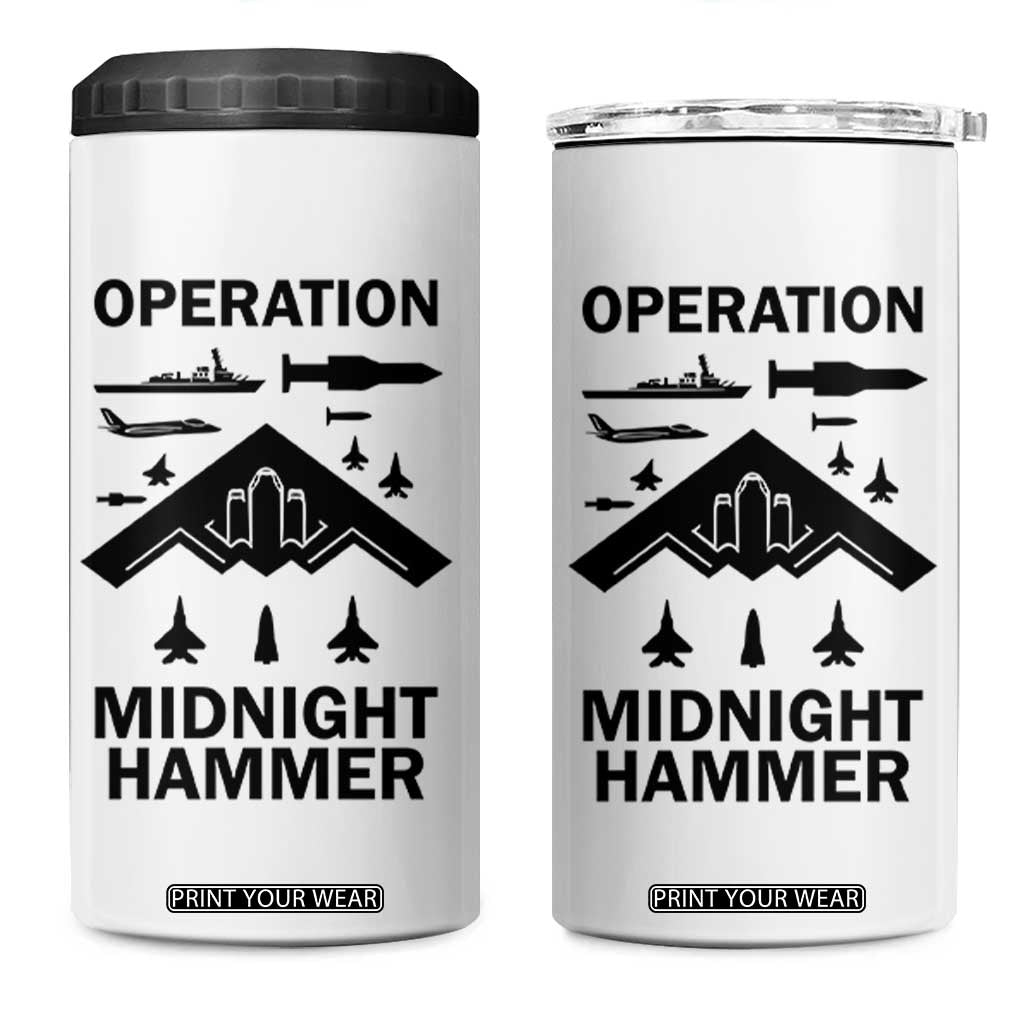 Operation Midnight Hammer Military 4 in 1 Can Cooler Tumbler Tactical Warfare Jets Bombers TS02 One Size: 16 oz White Print Your Wear