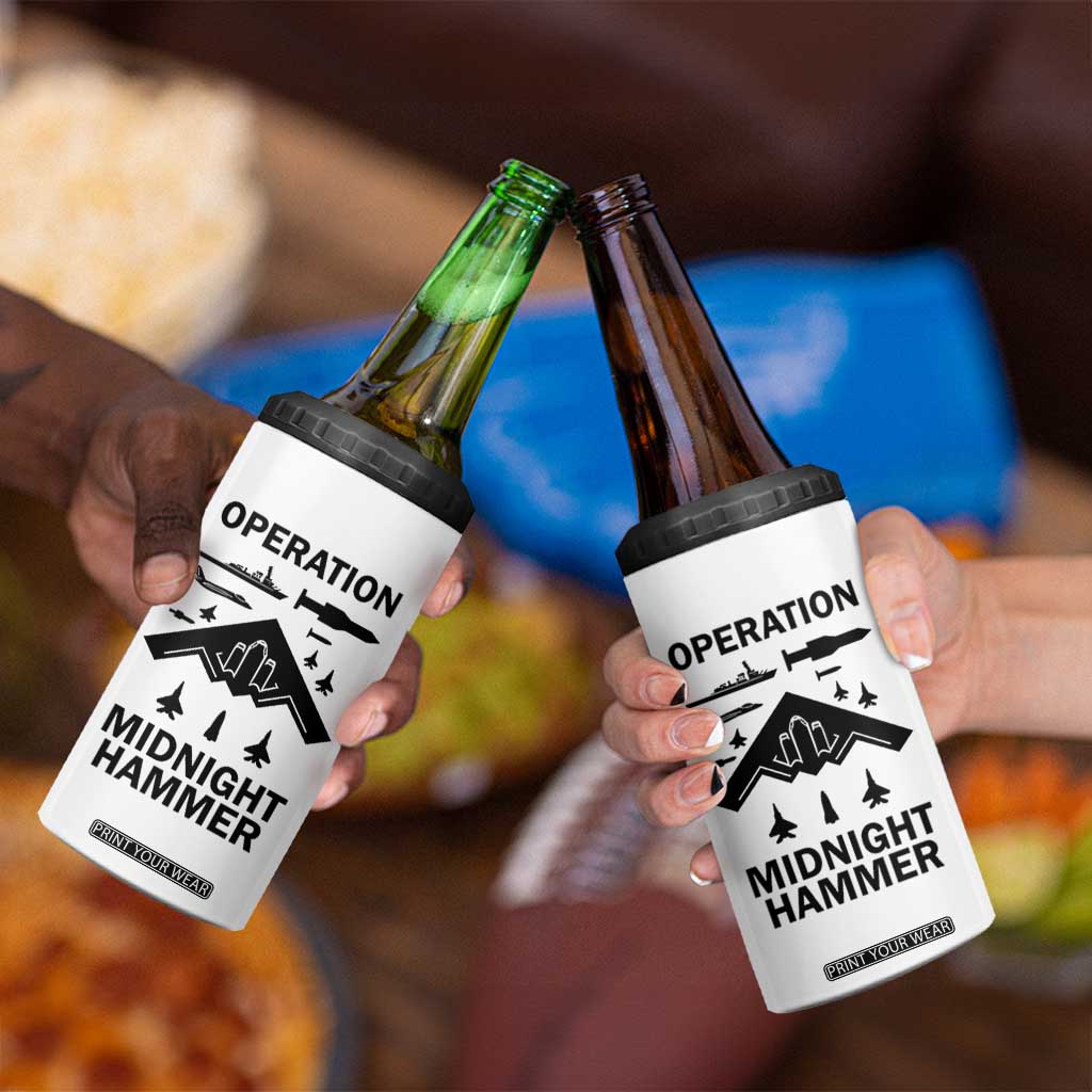 Operation Midnight Hammer Military 4 in 1 Can Cooler Tumbler Tactical Warfare Jets Bombers TS02 Print Your Wear