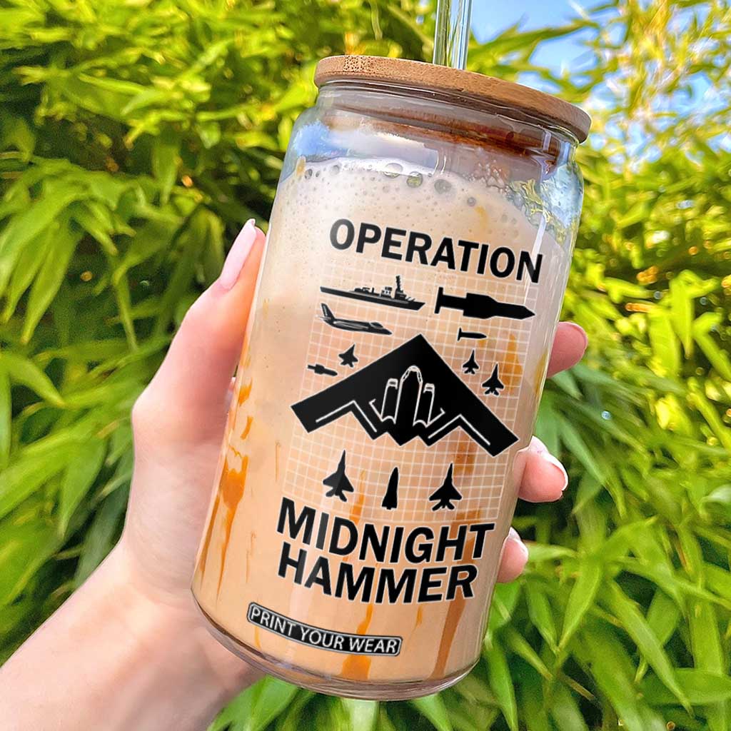 Operation Midnight Hammer Military Glass Can Tactical Warfare Jets Bombers TS02 White Print Your Wear