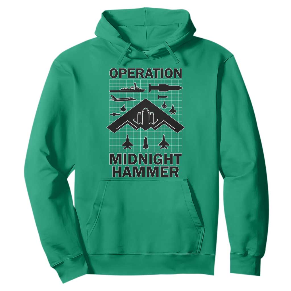 Operation Midnight Hammer Military Hoodie Tactical Warfare Jets Bombers TS02 Irish Green Print Your Wear
