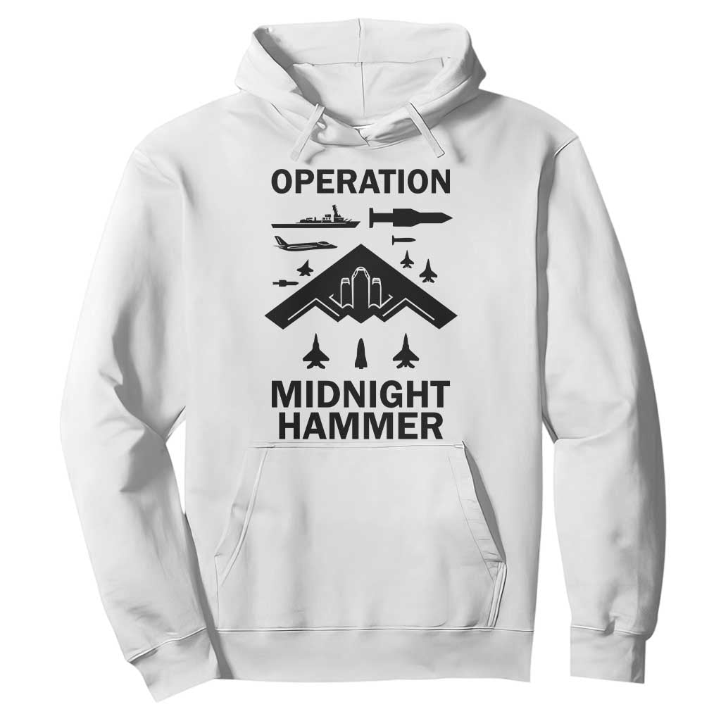 Operation Midnight Hammer Military Hoodie Tactical Warfare Jets Bombers TS02 White Print Your Wear
