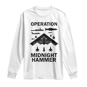 Operation Midnight Hammer Military Long Sleeve Shirt Tactical Warfare Jets Bombers TS02 White Print Your Wear